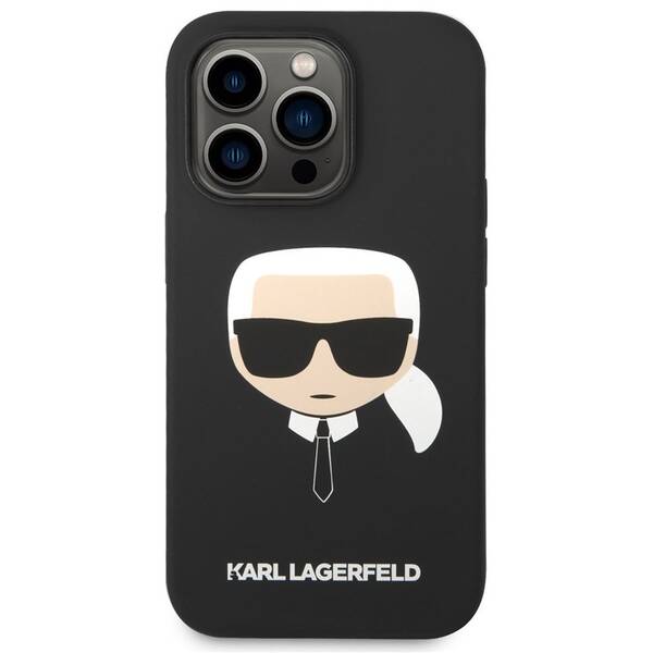 Kryt na mobil Karl Lagerfeld Liquid Silicone Karl Head na Apple iPhone 14 Pro černý

