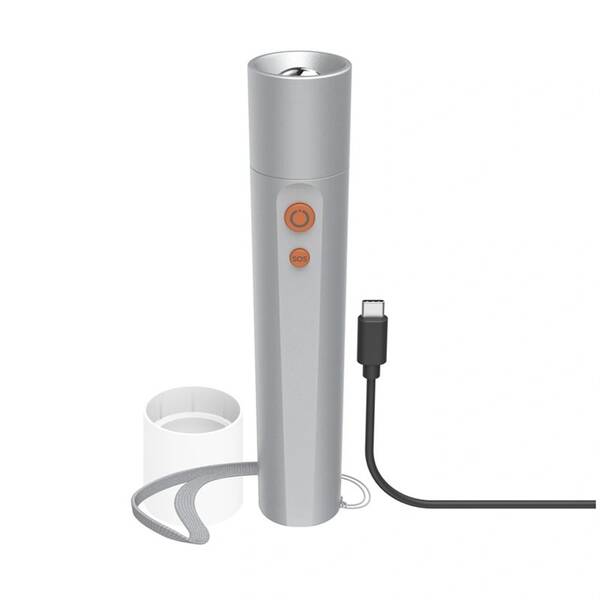 Svítilna Hama FL350-C, nabíjecí, 350 lm / 100 m, 4 režimy+SOS, kabel stříbrná

