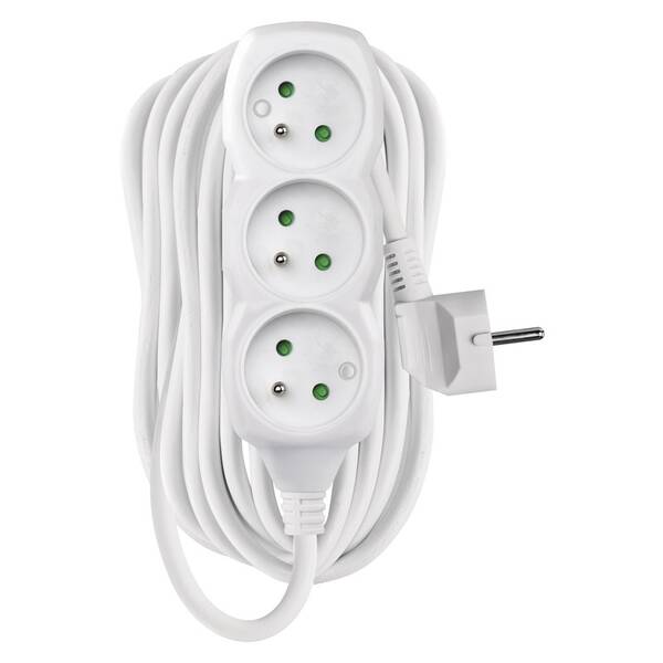 Kabel prodlužovací EMOS 3x zásuvka, 10m bílý

