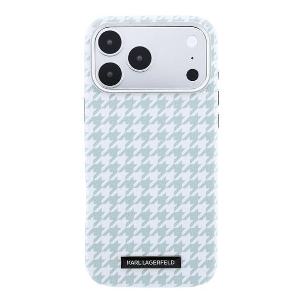 Kryt na mobil Karl Lagerfeld PU Houndstooth Resin Plate MagSafe na Apple iPhone 17 Pro Max modrý

