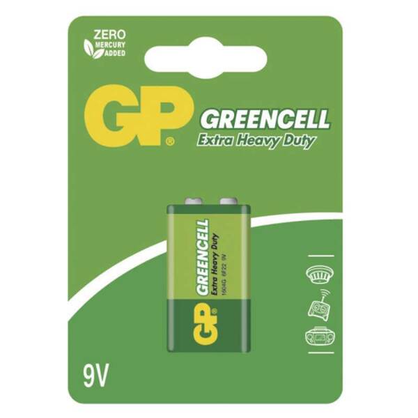 Baterie zinkochloridová GP Greencell 9V, blistr 1ks 


