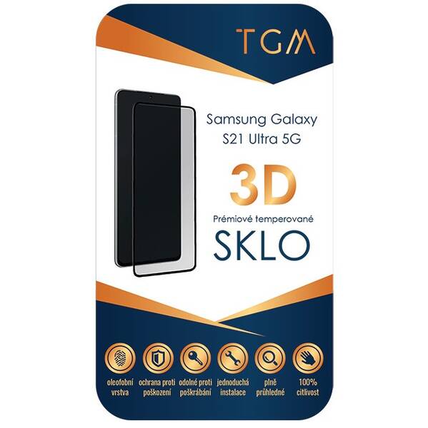 Tvrzené sklo TGM 3D na Samsung Galaxy S21 Ultra 5G černé

