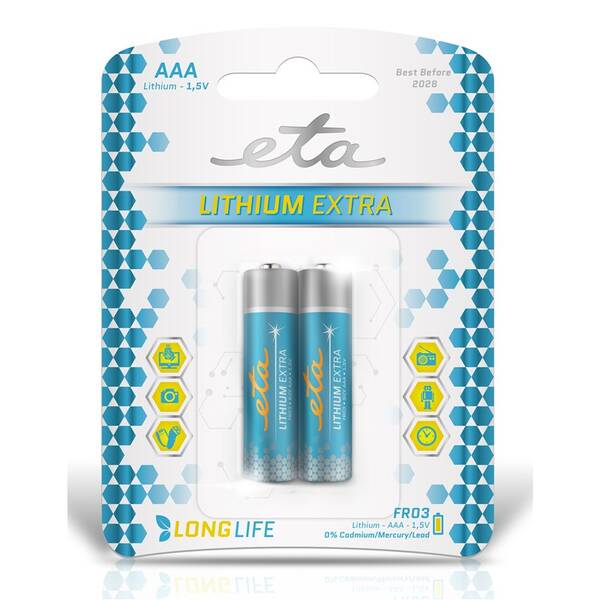 Baterie lithiová ETA AAA, FR03, blistr 2ks 

