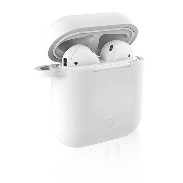 Pouzdro Celly Aircase pro Apple AirPods + nástavce do uší bílý

