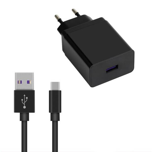 Nabíječka do sítě WG 1xUSB, QC 3.0, 22,5W + USB-C kabel černá

