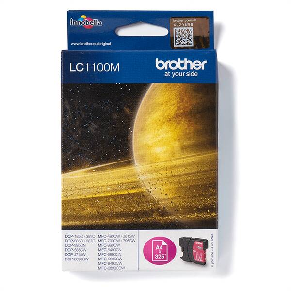 Inkoustová náplň Brother LC-1100M, 325 stran purpurová

