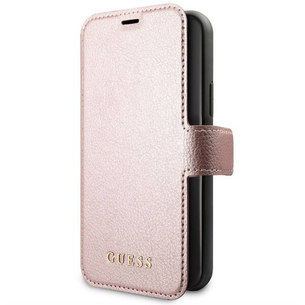 Pouzdro na mobil flipové Guess Iridescent Book na Apple iPhone 11 růžový


