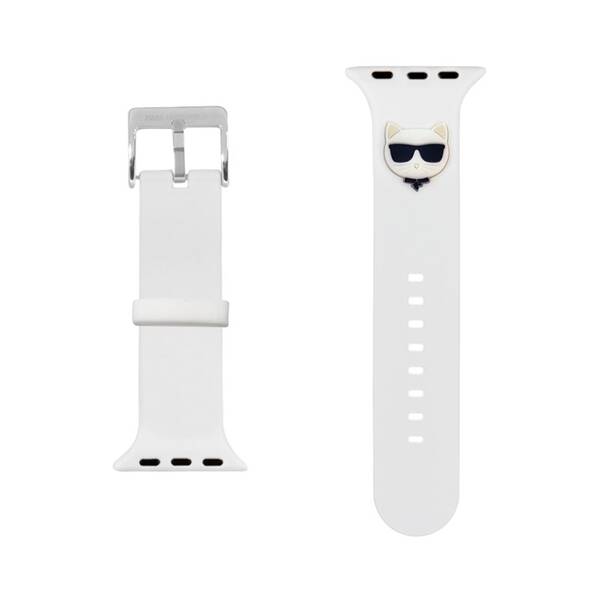 Řemínek Karl Lagerfeld Choupette Head na Apple Watch 38/40/41mm bílý

