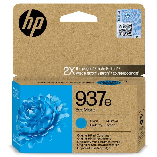 Inkoustová náplň HP EvoMore 937e, 1650 stran azurová

