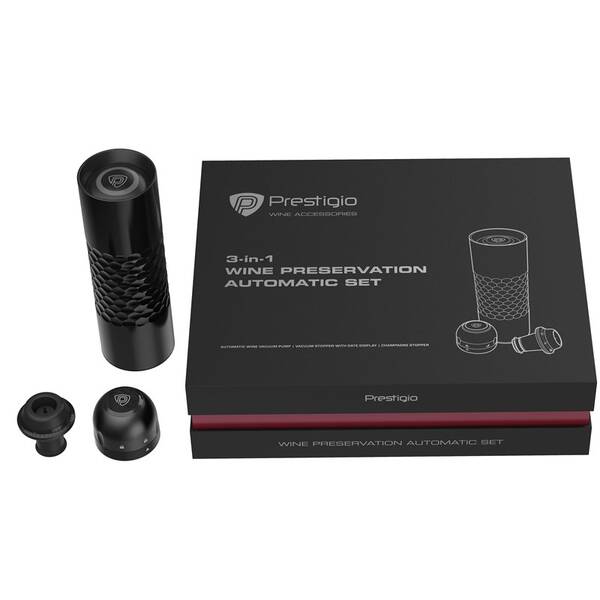 Sada Prestigio elektrický set pro uchování nedopitých láhví černá


