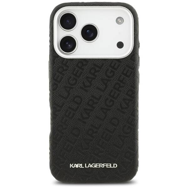 Kryt na mobil Karl Lagerfeld Grained PU Repeated Logo MagSafe na Apple iPhone 17 Pro černý

