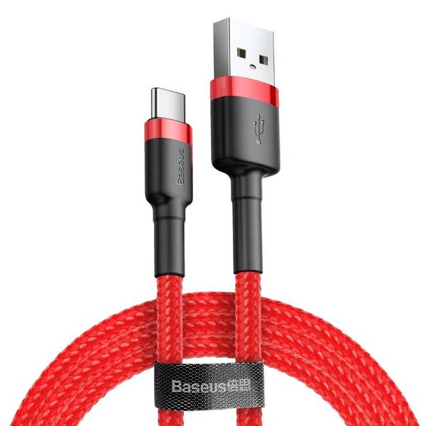 Kabel Baseus Cafule USB/USB-C, 2A, 2m černý/červený

