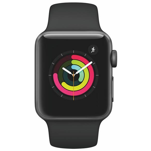 Chytré hodinky Apple Watch Series 3 GPS 38mm pouzdro z vesmírně šedého hliníku - černý sportovní řemínek 

