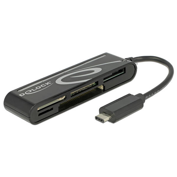 Čtečka paměťových karet DeLock USB-C/SD, micro SD, xD, MS, CF černá

