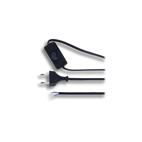 Kabel Solight Flexo 3m, 2 x 0,75mm2,  vypínač černé

