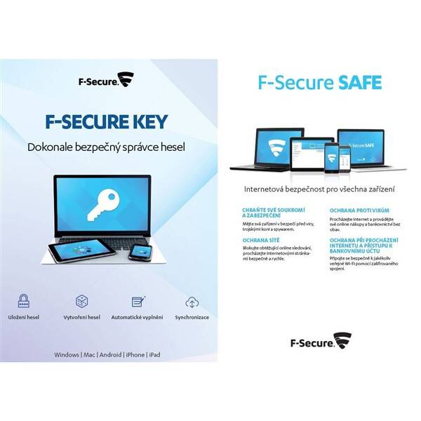 Software F-Secure TOTAL,  3 zařízení / 1 rok + KEY Premium X zařízení / 2 roky 

