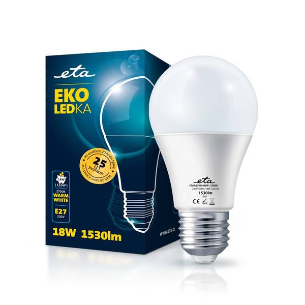 Žárovka LED ETA EKO LEDka klasik 18W, E27, teplá bílá 

