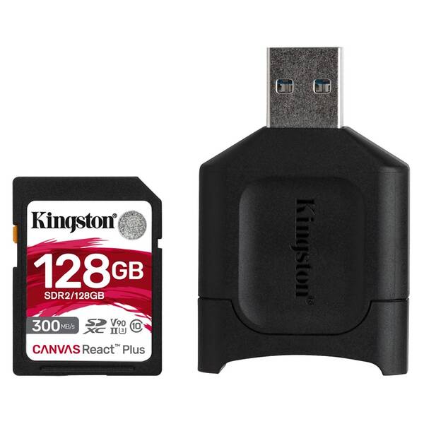 Paměťová karta Kingston SDXC 128GB UHS-II U3 (300R/260W) + čtečka 

