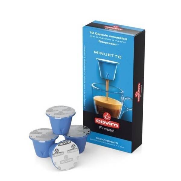 Kapsle pro espressa COVIM Minuetto pro Nespresso bezkofeinové, 10 ks 

