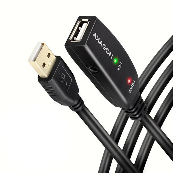 Kabel Axagon USB 2.0 A-M -> A-F aktivní prodlužovací kabel, 5m černý

