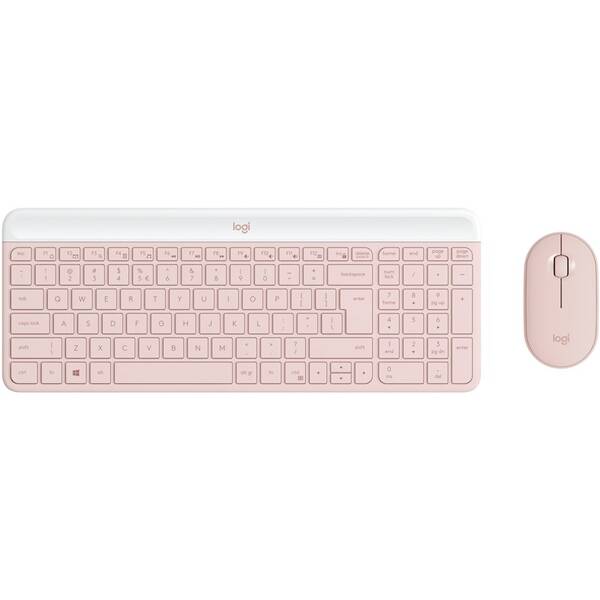 Klávesnice s myší Logitech MK470 Slim, US růžová

