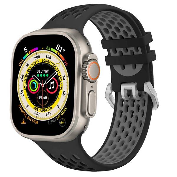 Řemínek Cubenest Silicone Sport na Apple Watch 42/44/45/Ultra 49 mm černý

