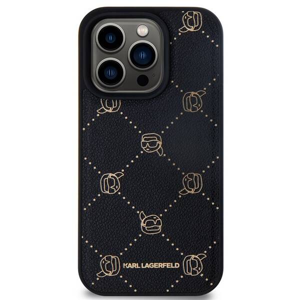 Kryt na mobil Karl Lagerfeld PU Karl Heads Pattern MagSafe na Apple iPhone 15 Pro Max černý

