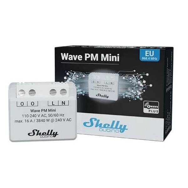 Modul Shelly Qubino Wave PM Mini, modul pro měření spotřeby do 16A, Z-Wave bílý

