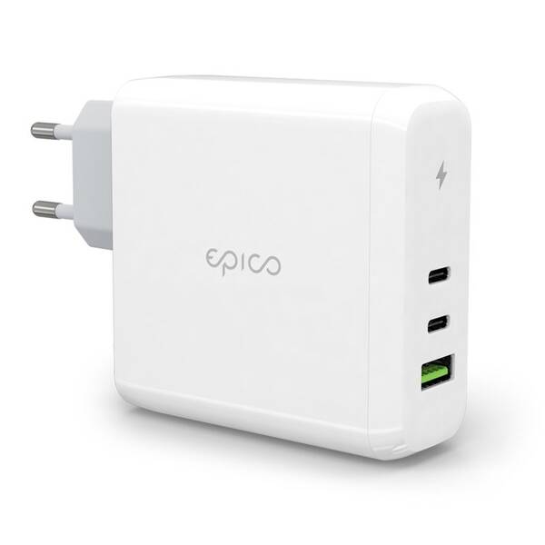 Nabíječka do sítě Epico GaN 100W, 1xUSB, 2x USB-C bílá


