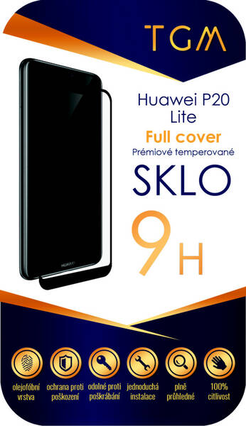 Tvrzené sklo TGM Full Cover na Huawei P20 Lite černé

