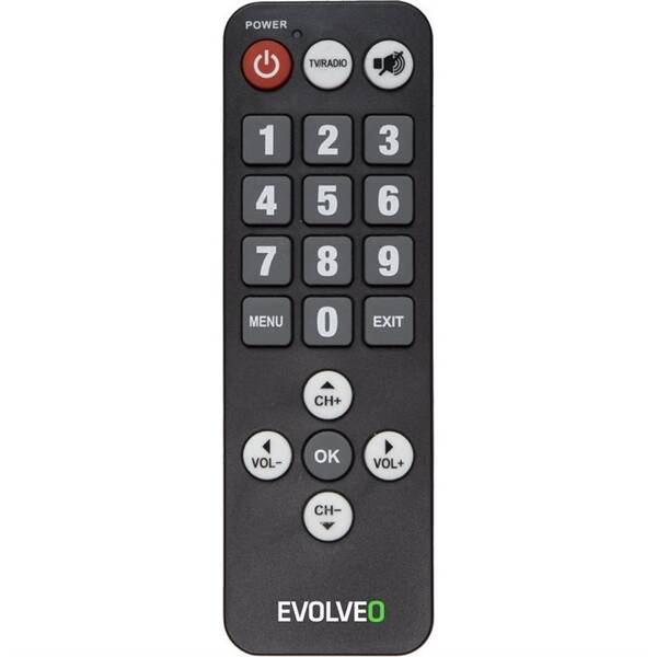 Dálkový ovladač Evolveo Senior pro Alpha T2/Omega II černý

