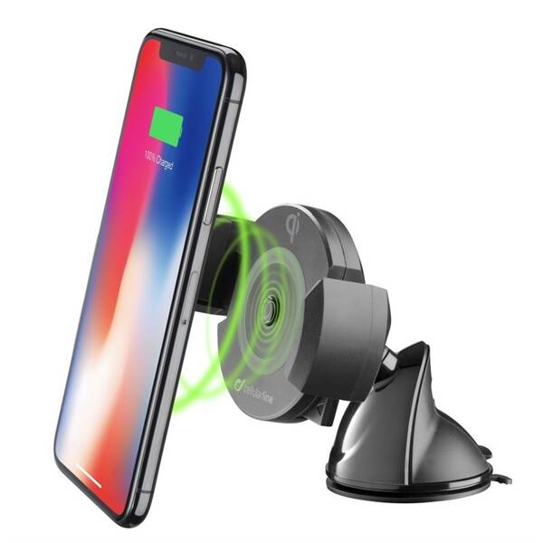 Držák na mobil CellularLine Pilot Active s bezdrátovou nabíječkou černý

