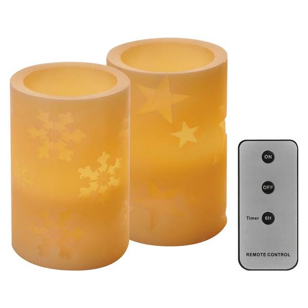 LED dekorace EMOS vosková svíčka, 12,5 cm, 2x AA, vintage, 2 ks, ovladač, časovač 

