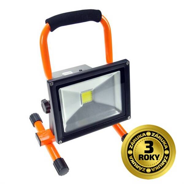 LED reflektor Solight 20W, studená bílá, nabíjecí, 1600lm černý/oranžový

