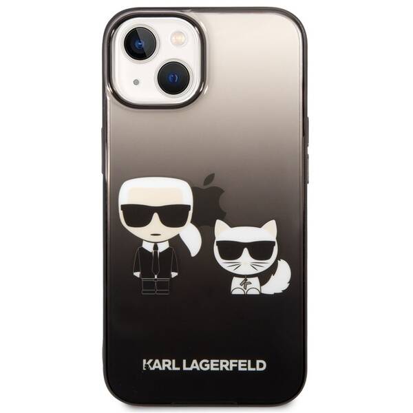 Kryt na mobil Karl Lagerfeld Gradient Karl and Choupette na Apple iPhone 14 černý

