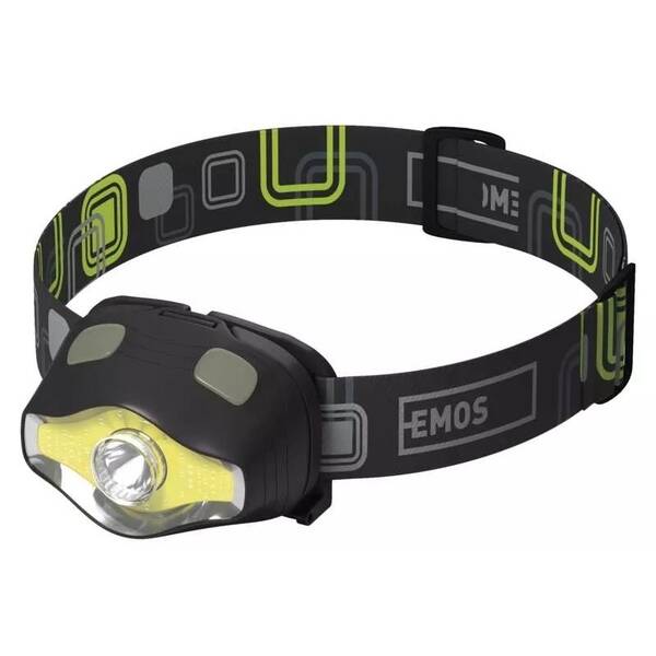 Čelovka EMOS P3536, COB LED + LED, 220 lm, 100 m, 3x AAA 

