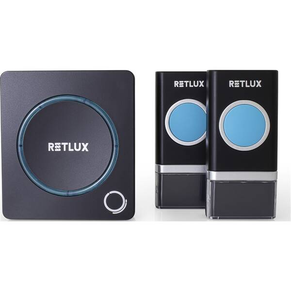 Zvonek bezdrátový RETLUX RDB 112, do sítě 230V + 2 bateriová tlačítka černý

