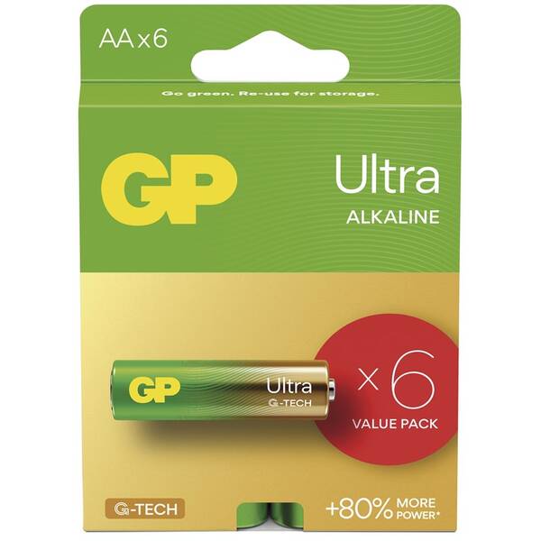 Baterie alkalická GP Ultra AA (LR6), 6 ks 

