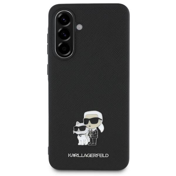 Kryt na mobil Karl Lagerfeld PU Saffiano Metal Karl and Choupette na Samsung Galaxy A56 černý

