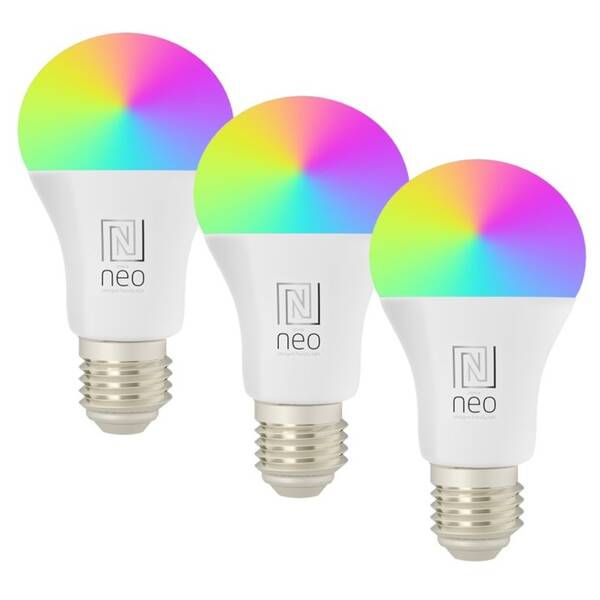 Chytrá žárovka IMMAX NEO LITE SMART LED E27 9W RGB+CCT barevná a bílá, stmívatelná, WiFi, 3ks 

