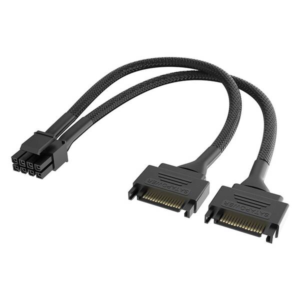 Adaptér AKASA Dual SATA na 8P CPU, 18AWG, 15cm černý

