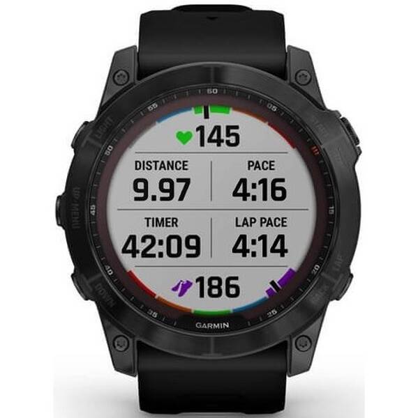 Chytré hodinky Garmin fenix 7X Sapphire Solar - Titan Black/Black Silicone Band 

