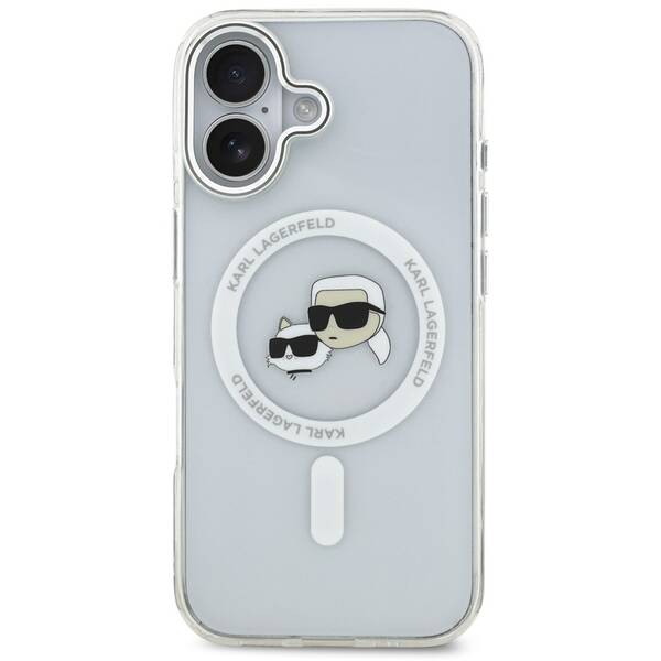 Kryt na mobil Karl Lagerfeld IML K&CH Heads Metal Frame MagSafe na Apple iPhone 17 průhledný

