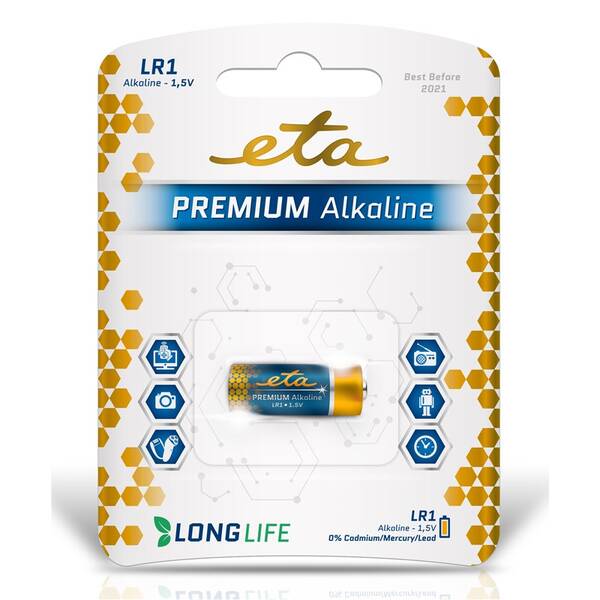 Baterie alkalická ETA ALKALINE LR1, blistr 1ks 

