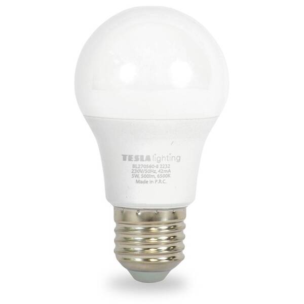 Žárovka LED Tesla Lightning klasik, E27, 5W, studená bílá 

