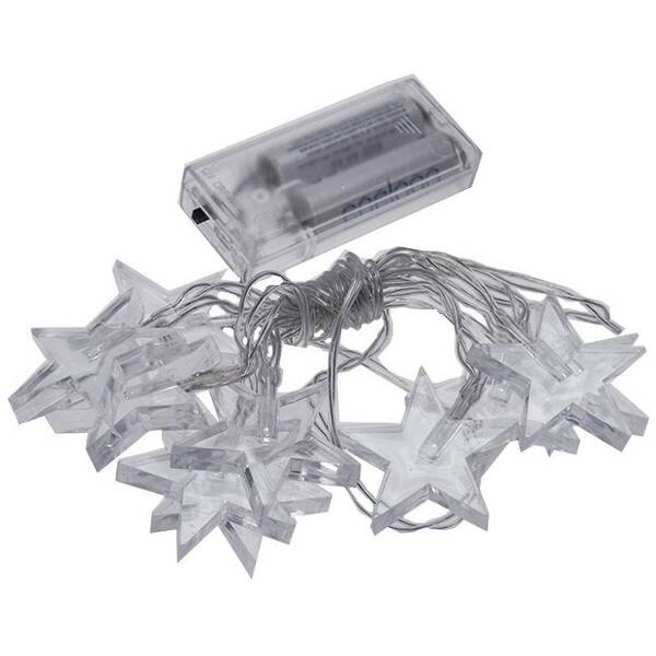 Vánoční osvětlení Solight řetěz - hvězdy, 1,5 m, 10x LED, 2x AA, modré 

