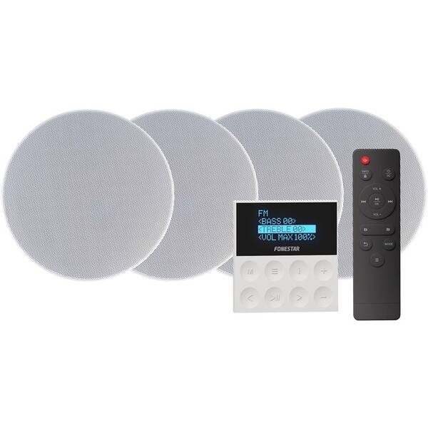 Set výrobků Fonestar KS-WALL-4 přehrávač KS-AMP + reproduktory (4 ks) bílé

