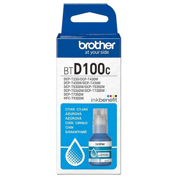 Inkoustová náplň Brother BTD100C, 5000 stran azurová


