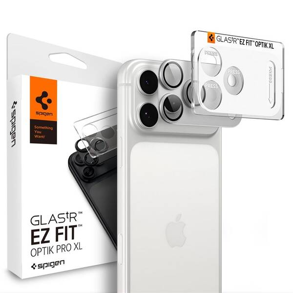Tvrzené sklo Spigen tR EZ Fit Optik Pro XL, na Apple iPhone 18 Pro stříbrné

