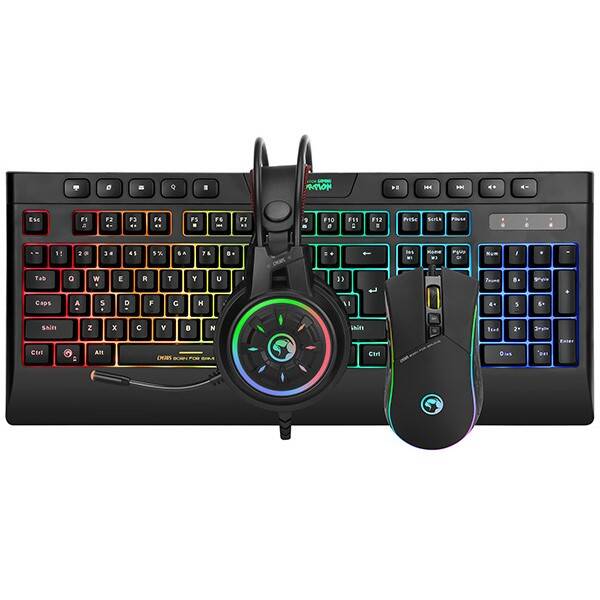 Klávesnice s myší Marvo CM305, US + headset černá barva
